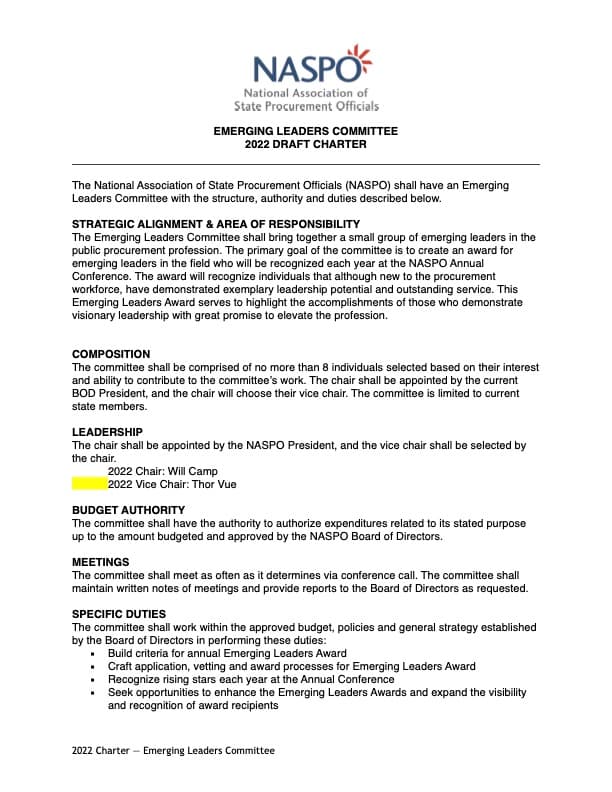 Emerging Leaders Committee Charter