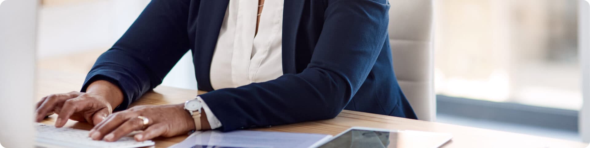 A person working on her desk